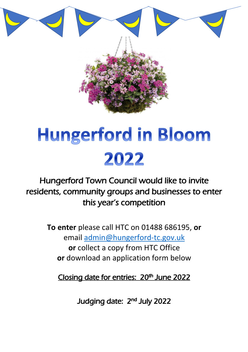 Hungerford in Bloom 2022 website poster